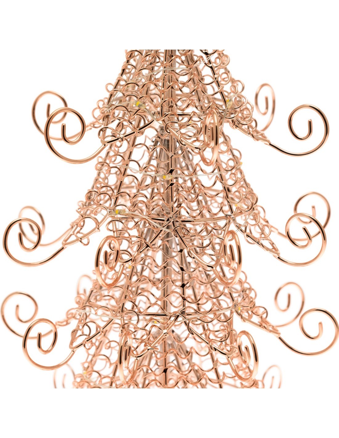 Albero Natale Abete Metallo H35cm, Filo Rame Lucido, 55 MicroLED Bianco Caldo