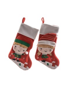 Calza in Tessuto 43X25CM con Decori Assortiti - Perfetta per le Festività
