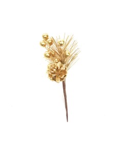 Pick di Natale Pino con Bacche Dorate 19CM - La Magia di Natale illumina la tua casa