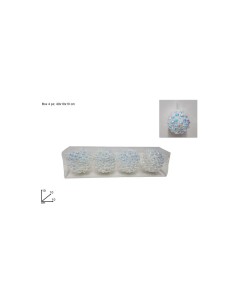CONF 4 SFERE 268842 PLASTICA 10CM EFFETTO GHIACCIO