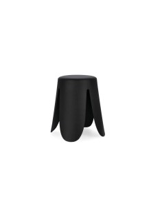 Sgabello Imogen Nero, Bizzotto, Design Moderno, Seduta Imbottita in Semilpelle, Ø37x47 cm