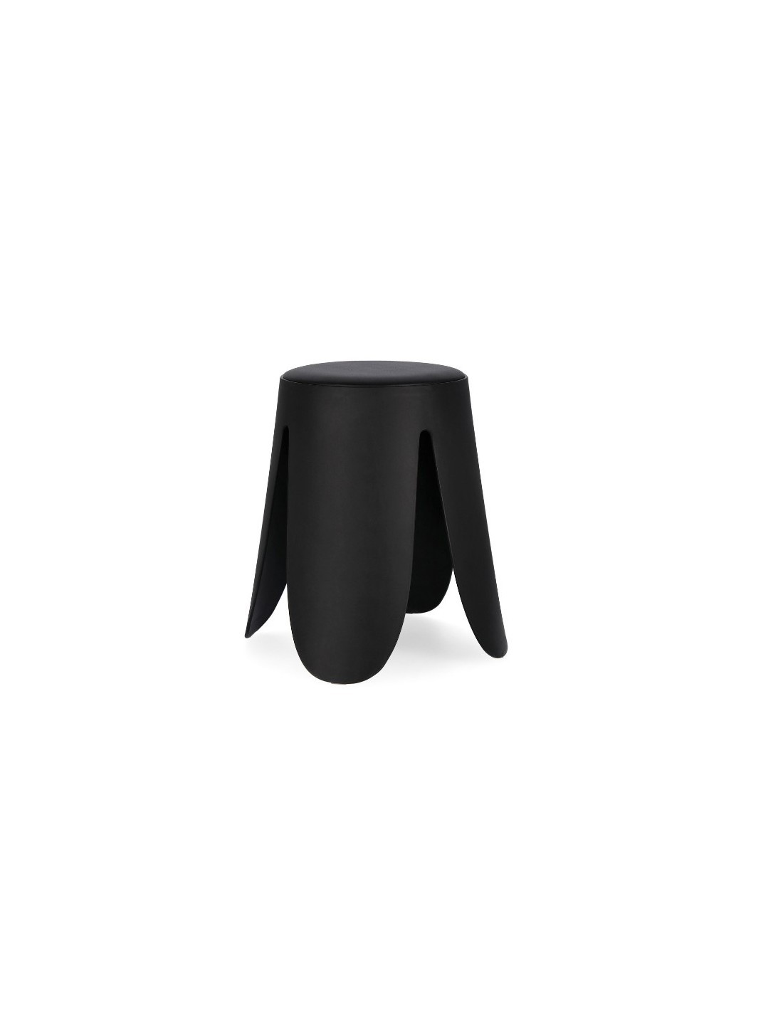 Sgabello Imogen Nero, Bizzotto, Design Moderno, Seduta Imbottita in Semilpelle, Ø37x47 cm