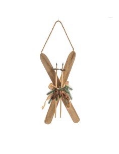 Decorazione Sci in Legno 45x23cm - Da Appendere per le Feste