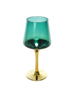 Portacandela di Natale in Vetro Oro/Verde 14x30CM - La Magia di Natale illumina la tua casa