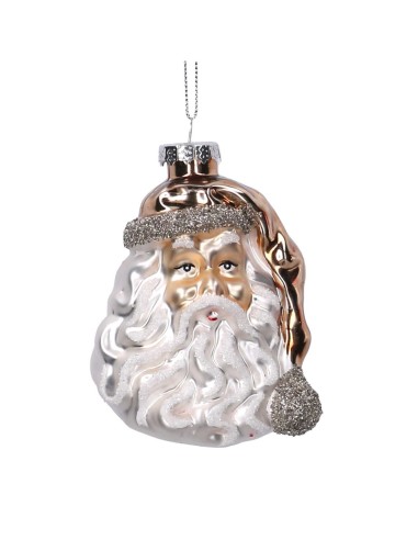 PENDENTE 639576 BABBO NATALE ORO 7X9,5CM VETRO