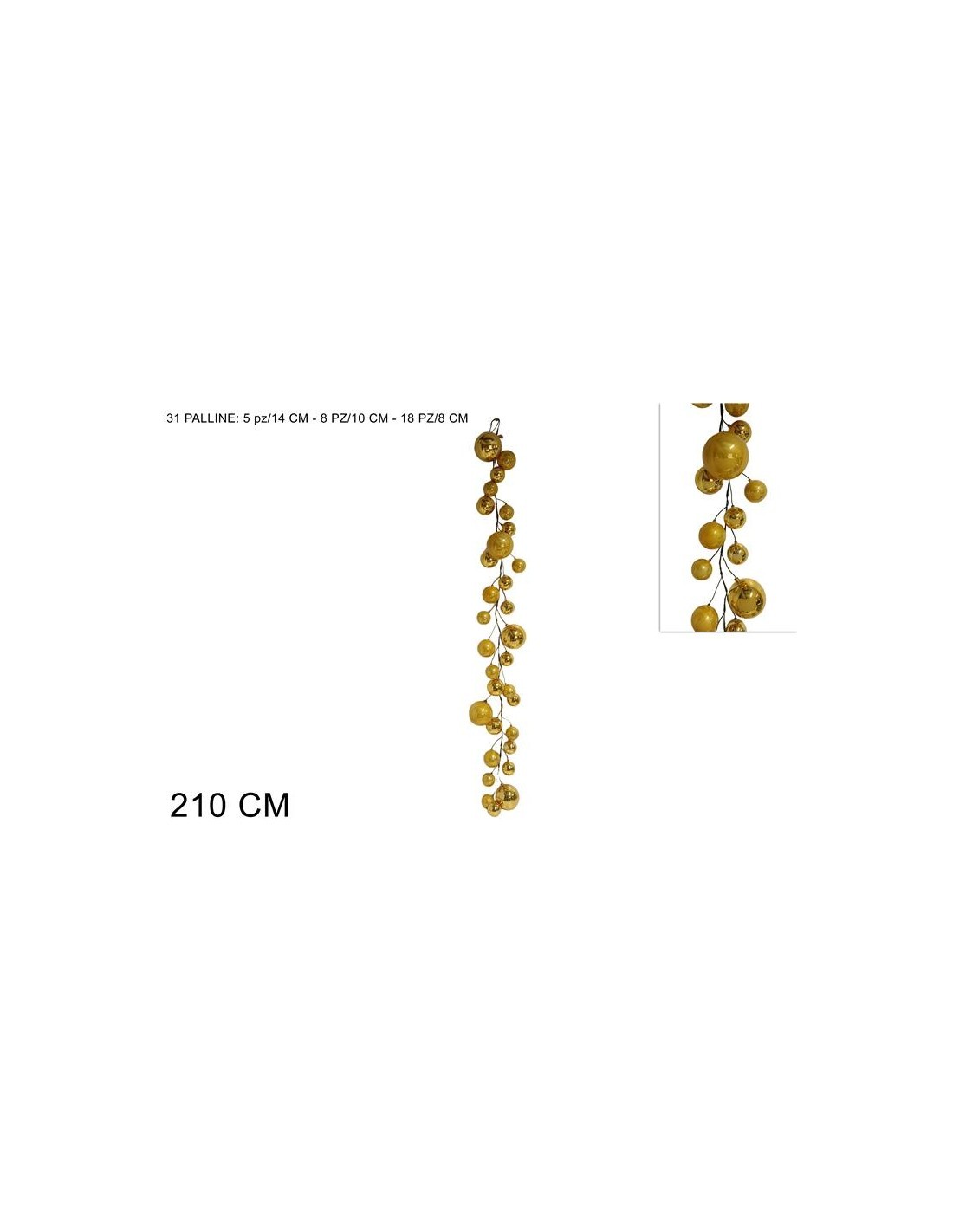 GHIRLANDA 284644 210CM 31 SFERE ORO
