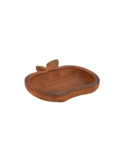 Vassoio Mela 20x22 cm in Legno di Paulownia, Portagioie Elegante e Decorativo