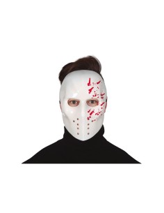 Maschera Bianca da Hockey con Effetto Sangue, Accessorio Horror per Halloween 2