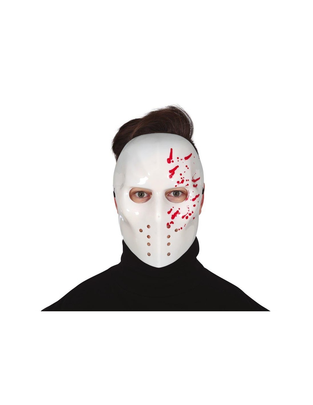 Maschera Bianca da Hockey con Effetto Sangue, Accessorio Horror per Halloween