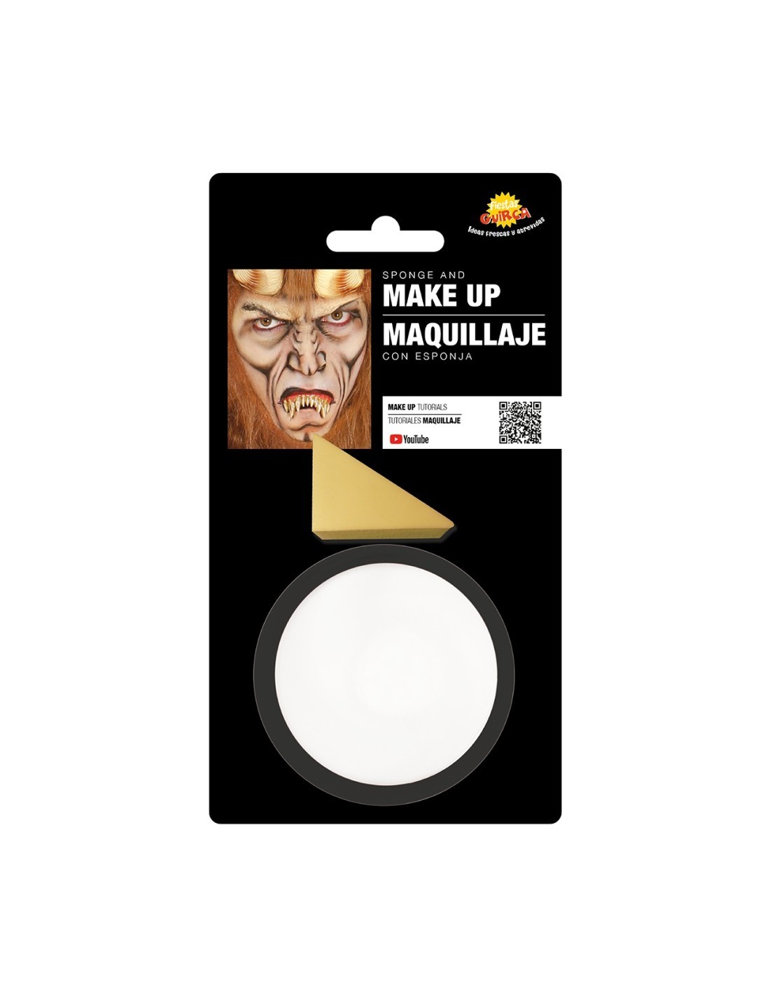 Trucco Bianco con Spugna, 9 gr, Makeup per Halloween e Feste