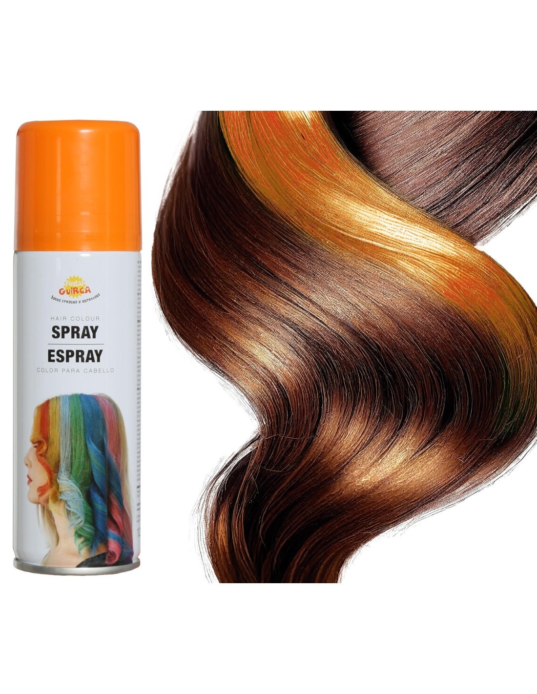 Spray per Capelli Glitterato Arancione 125 ml, Decorazione per Halloween