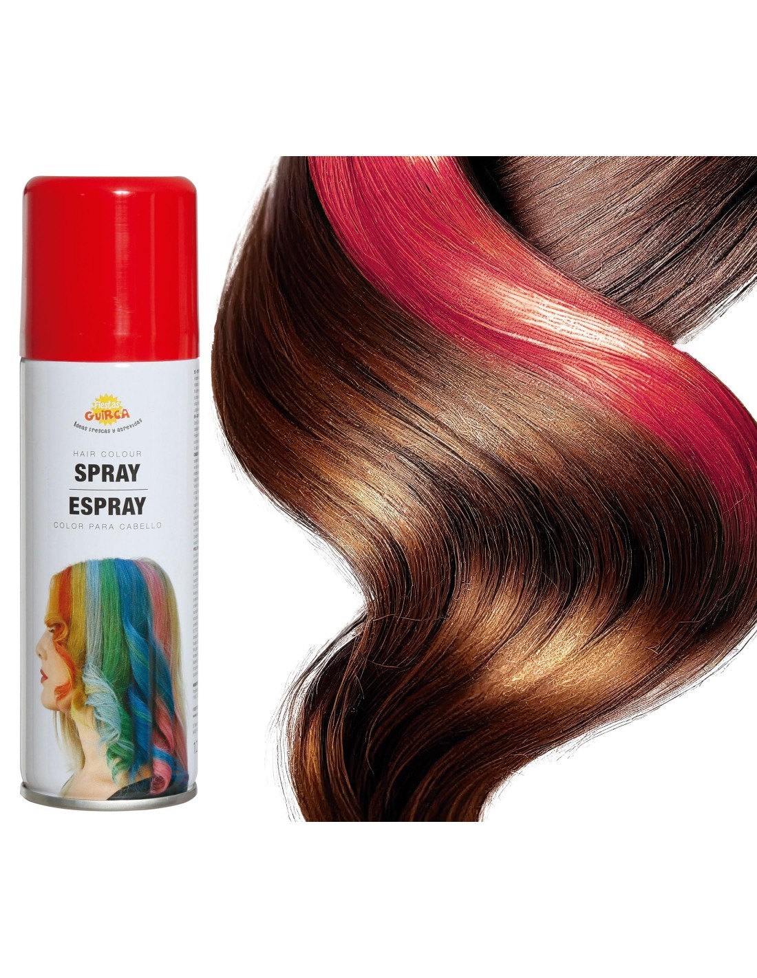 Spray per Capelli Glitterato Rosso, 125 ml, Decorazione Capelli Halloween