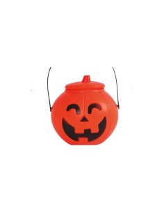 Zucca con Coperchio, 17 cm, Colore Arancio, Decorazione Halloween