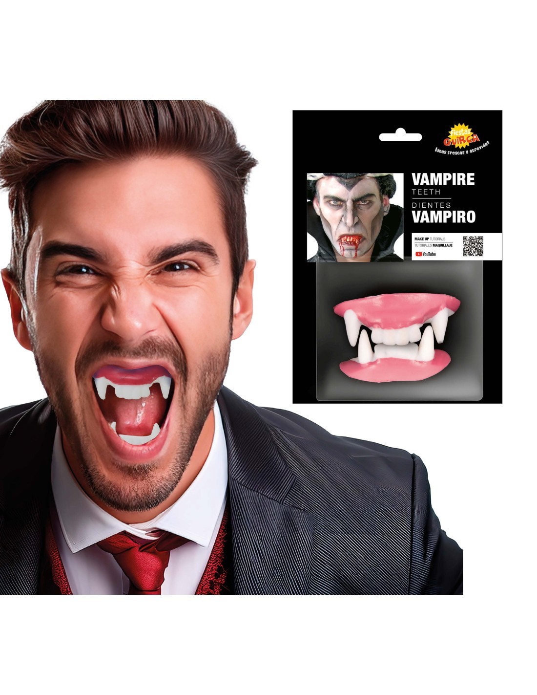 Doppi Denti Vampiro in Lattice, Accessorio Halloween