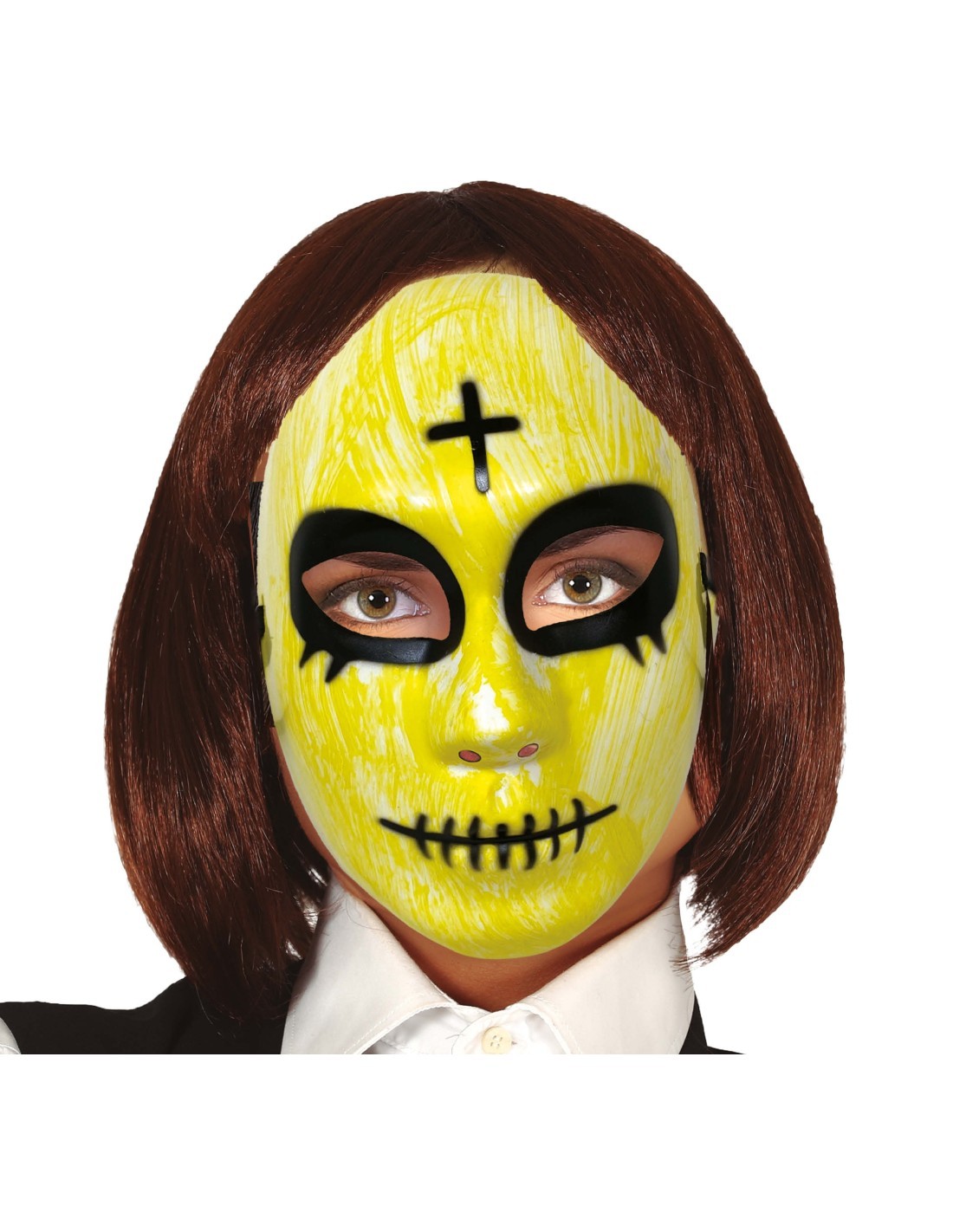 Maschera Donna PVC con Croce, Accessorio Halloween