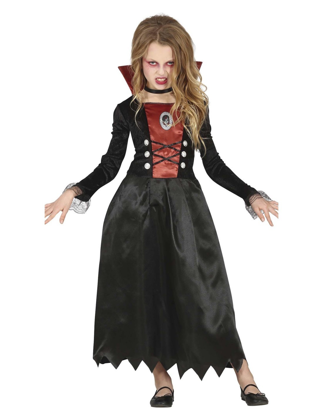 Costume Vampira, Abito Taglia 7-9 Anni, Tema Halloween, Vampiri