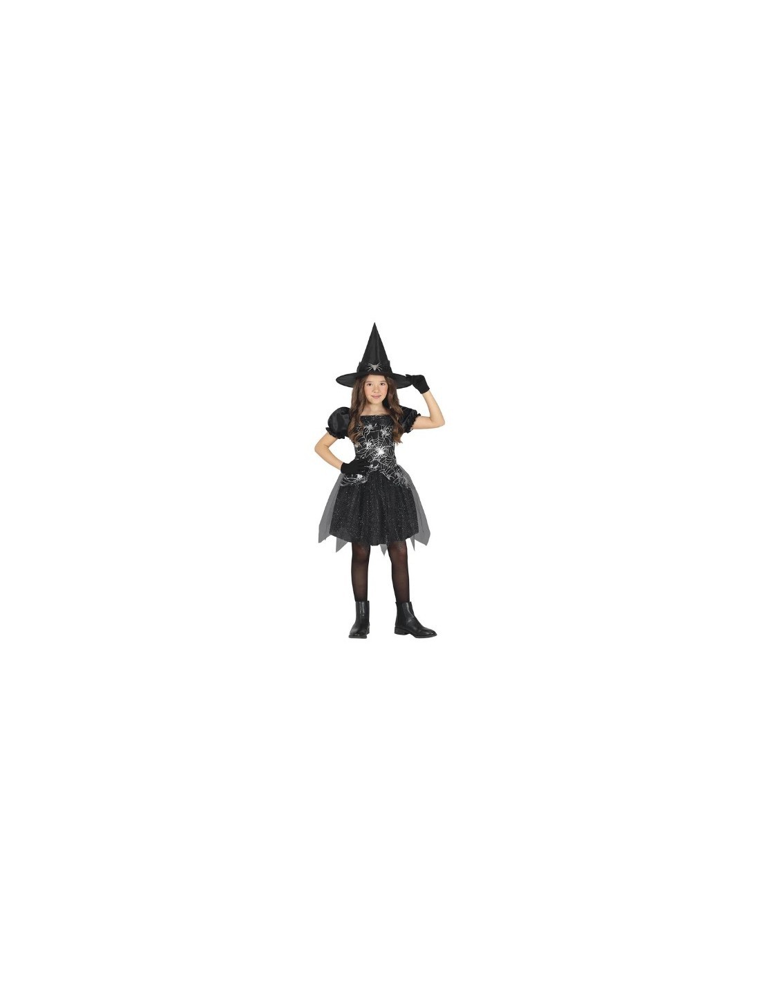 Costume Silver Witch, Sombrero e Abito, taglia 3-4 anni Tema Streghe, Halloween
