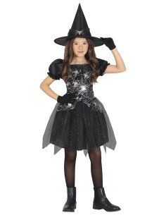 Costume Silver Witch, Sombrero e Abito, taglia 7-9 anni  Tema Streghe, Halloween