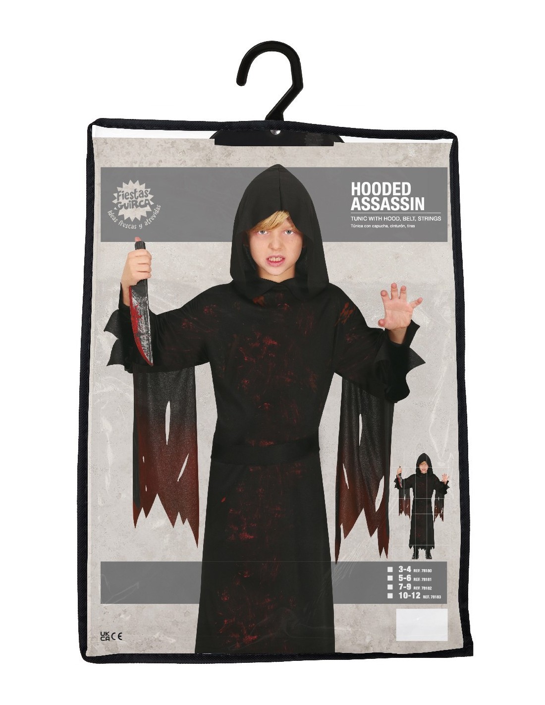 Costume Hooded Assassin Taglia 3-4 Anni, Tema Halloween