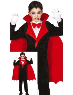 Costume Conte Vampiro, Body, Camicia e Mantello, Taglia 7-9 Anni