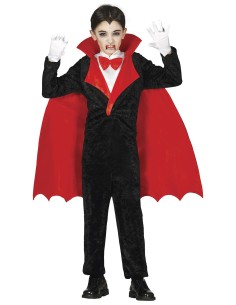 Costume Conte Vampiro, Body, Camicia e Mantello, Taglia 7-9 Anni