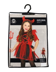 Costume Cute Devil, Cerchietto e Abito, Taglia 3-4 Anni, Tema Diavolo, Halloween