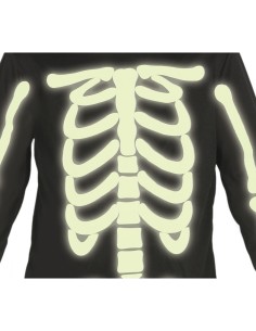 Costume Scheletro Luminoso al Buio, Taglia 3-4 Anni, Body, Cappuccio, Tema Halloween