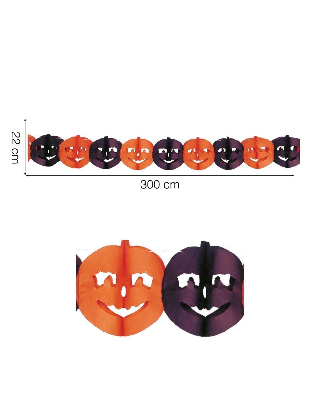 Ghirlanda Halloween, Fantasia 17x300 cm, Arancione-nero