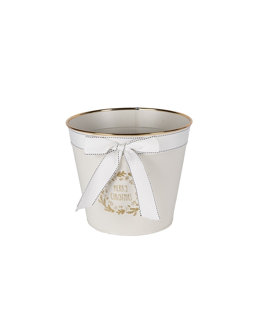 CACHEPOT 138355 METALLO 27X23CM FIOCCO BIANCO