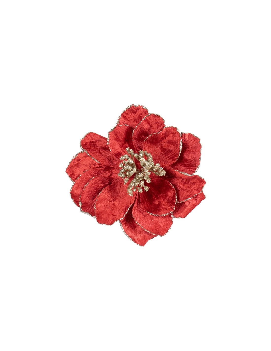MAGNOLIA ROSSA D22CM CON CLIP POLIESTERE