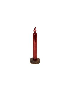 CANDELA LED 139656 ROSSA CON BASE VETRO H30CM