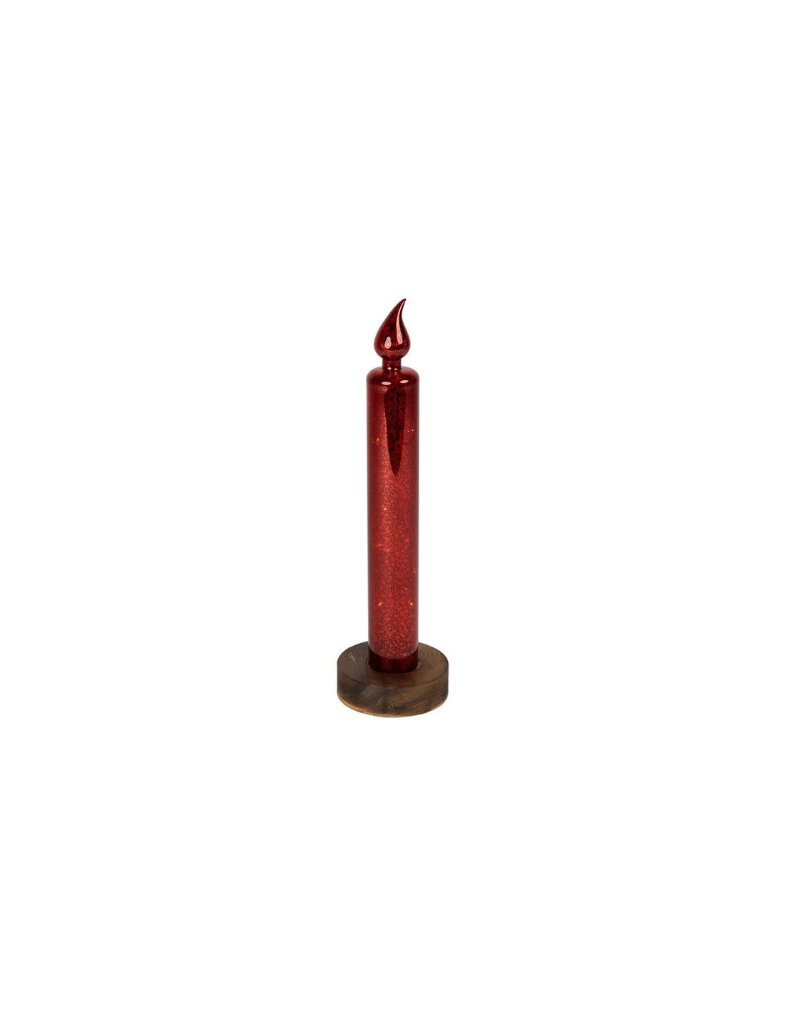 CANDELA LED 139656 ROSSA CON BASE VETRO H30CM