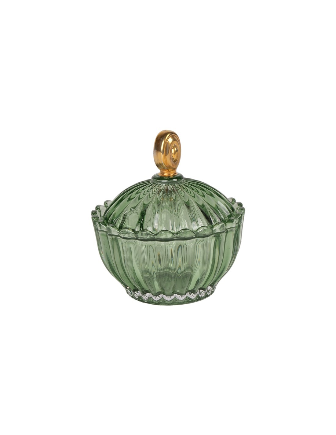 POTICHE 139733 VETRO 10X11CM VERDE/ORO