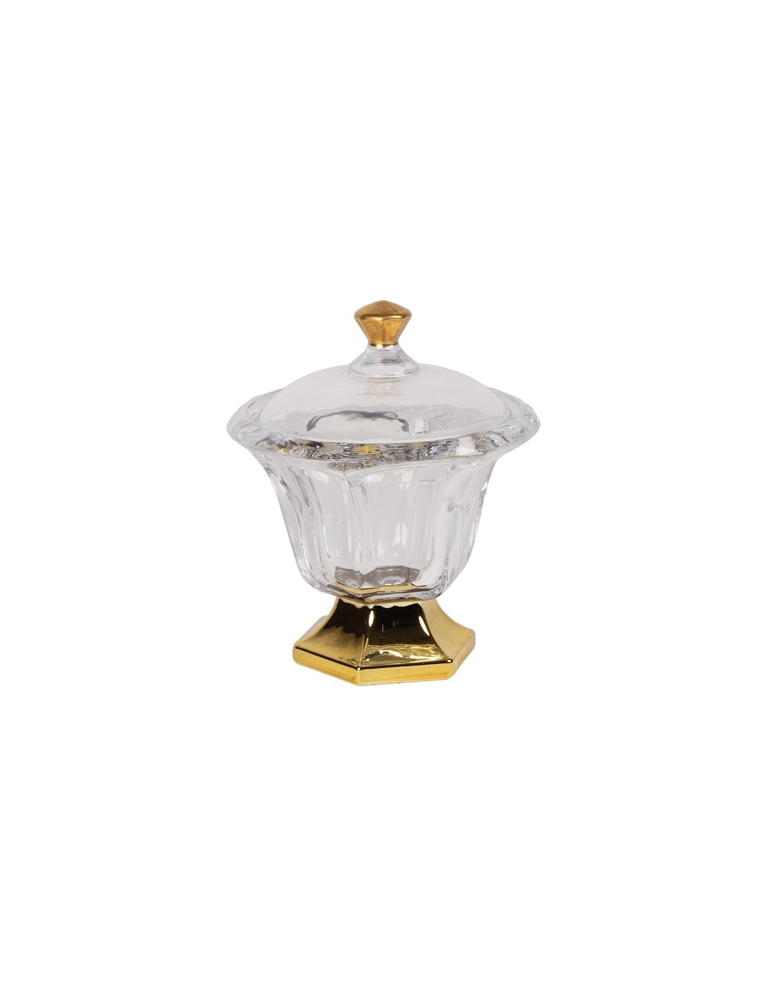 POTICHE 139740 VETRO 11X12CM ORO/TRASPARENTE