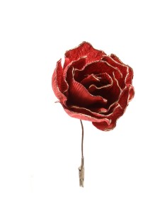 Fiore di Natale rosa rossa 15 cm con clip, decorazione festiva elegante, La magia di natale per addobbi
