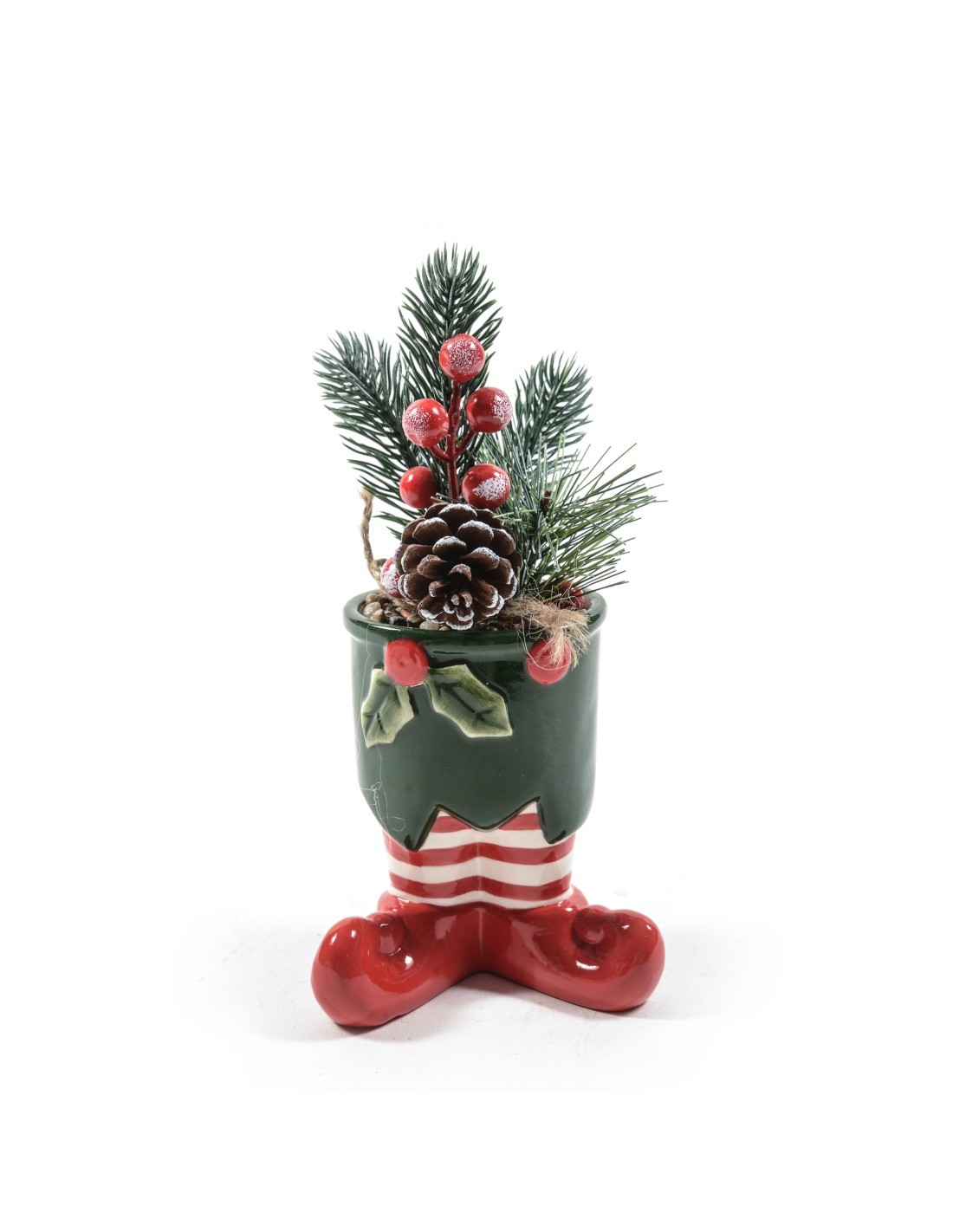 Piantina Natalizia 40804 in Vaso di Ceramica 10x19cm - La Magia di Natale a Casa Tua