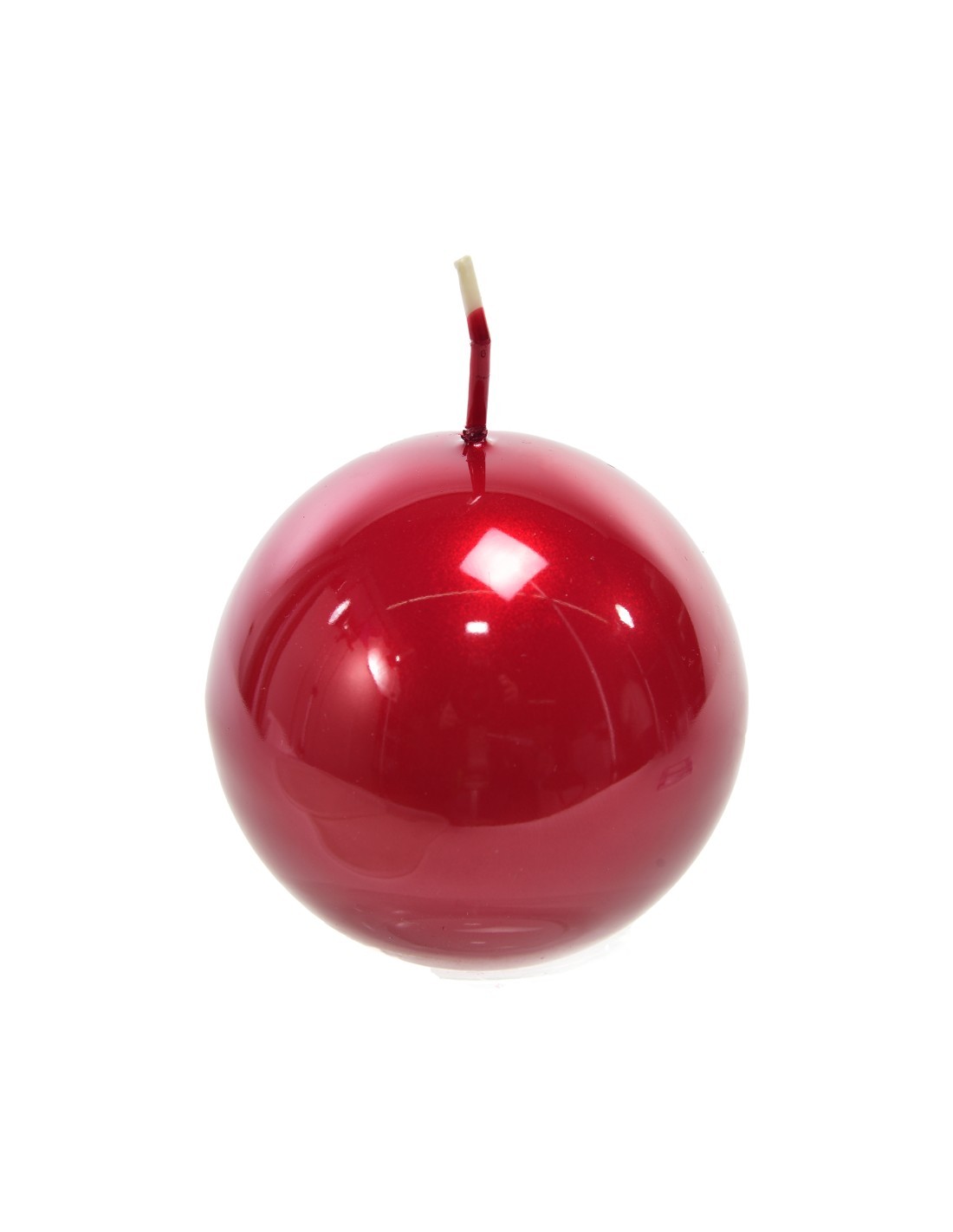 Candela sfera di Natale Glass rossa D8 cm, La magia di natale per tavoli, mensole e centrotavola