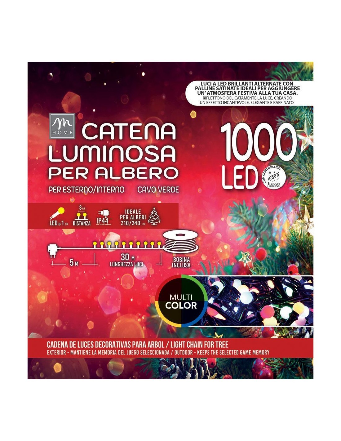 Serie Luminosa - 1000 LED Multicolor Microsatinato da Esterno - La Magia di Natale a Casa Tua