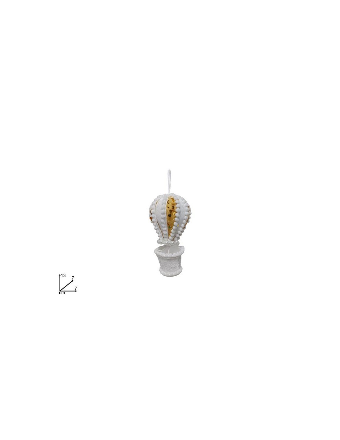 Pendente di Natale Mongolfiera Bianco con Paillettes 13cm, Decorazioni Natalizie, Addobbi, La magia di Natale per la casa