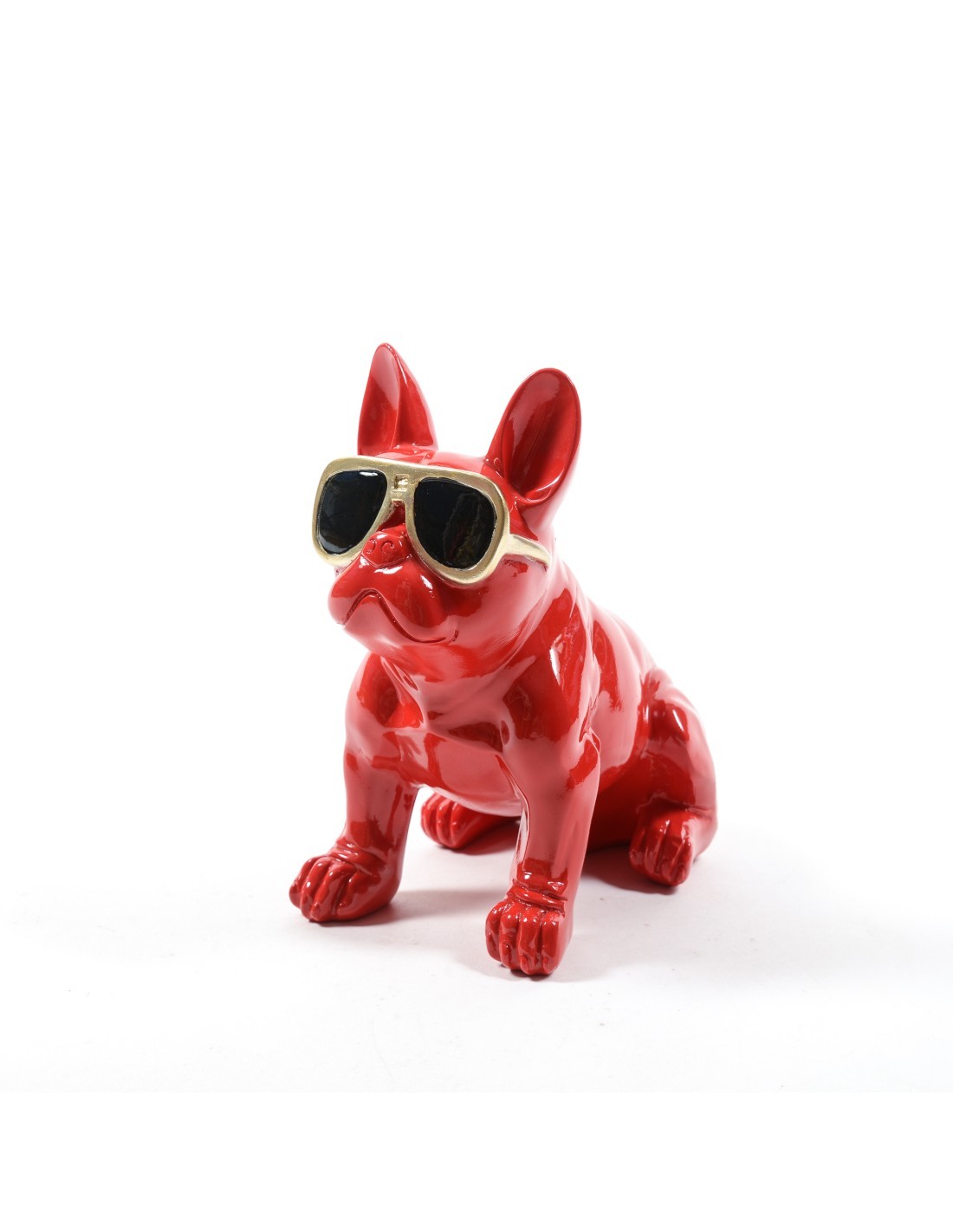 FIGURA BULLDOG 16908 ROSSO 13X21X22CM RESINA