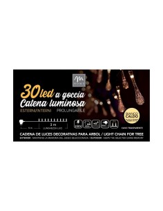 Catena di Luci - 30 LED Goccia Bianco Caldo con Cavo Trasparente - La Magia di Natale a Casa Tua