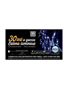 Catena di Luci - 30 LED Goccia Bianco Freddo con Cavo Trasparente - La Magia di Natale a Casa Tua