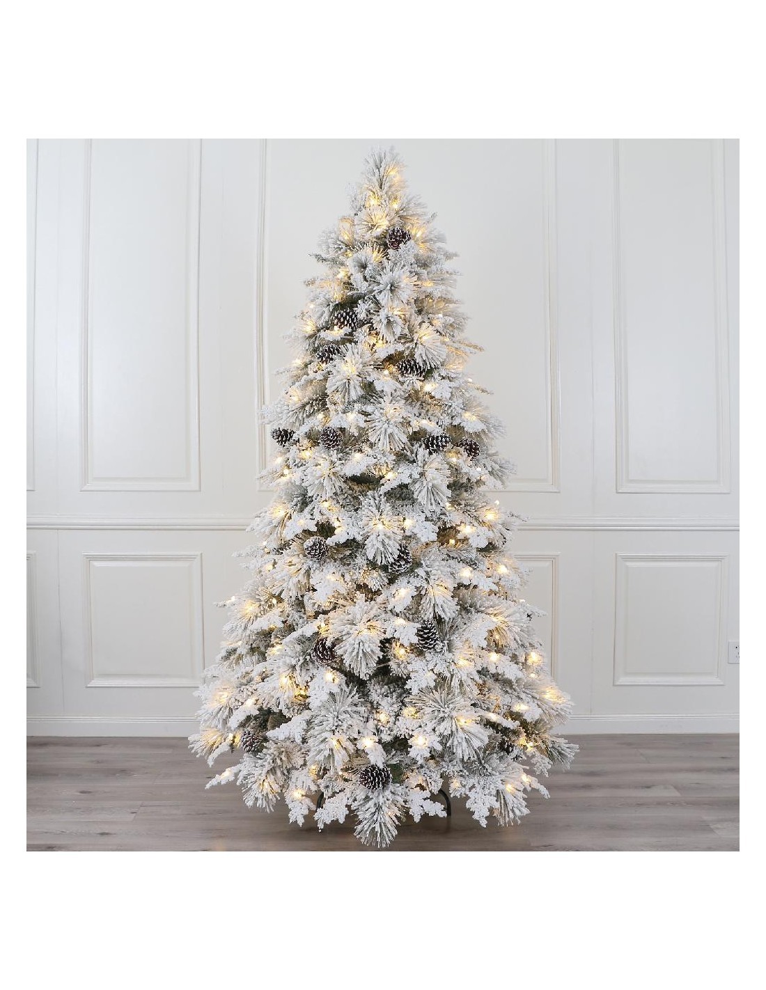 Albero di Natale Chamonix innevato con 410 luci LED, 135x240 cm, La magia di natale per decorazioni