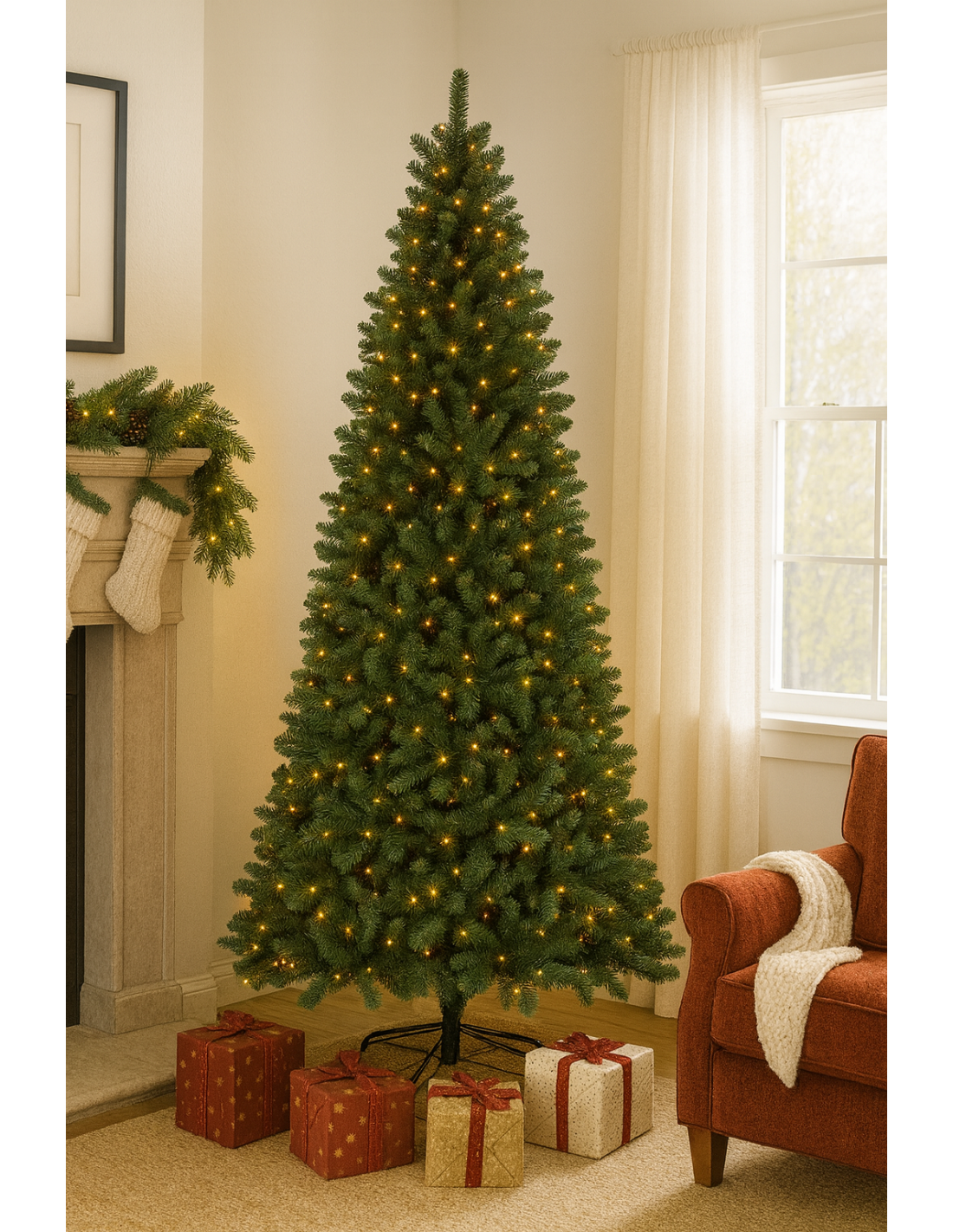 Albero Verde, 360 cm, 1050 LED bianco caldo, giochi di luce, la magia di Natale