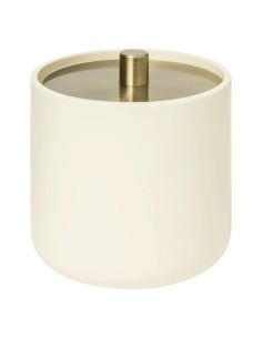 Barattolo Cotton Fioc Resina Beige 10x11cm con Dettagli in Ferro, Elegante Contenitore per Bagno 2
