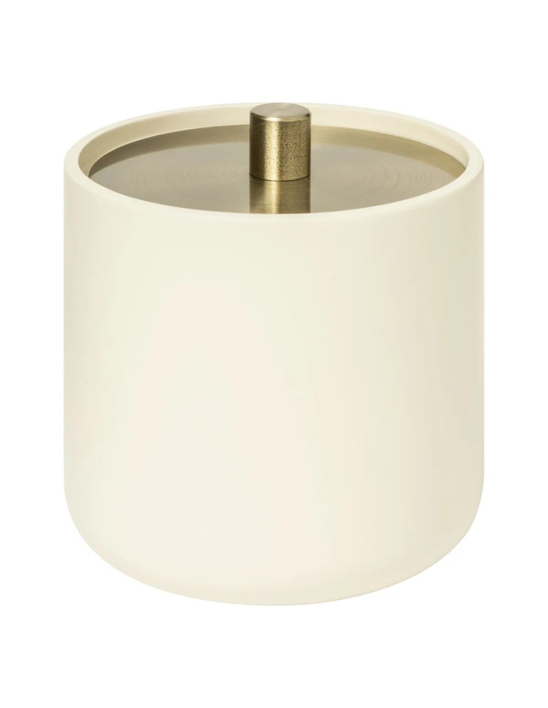 Barattolo Cotton Fioc Resina Beige 10x11cm con Dettagli in Ferro, Elegante Contenitore per Bagno