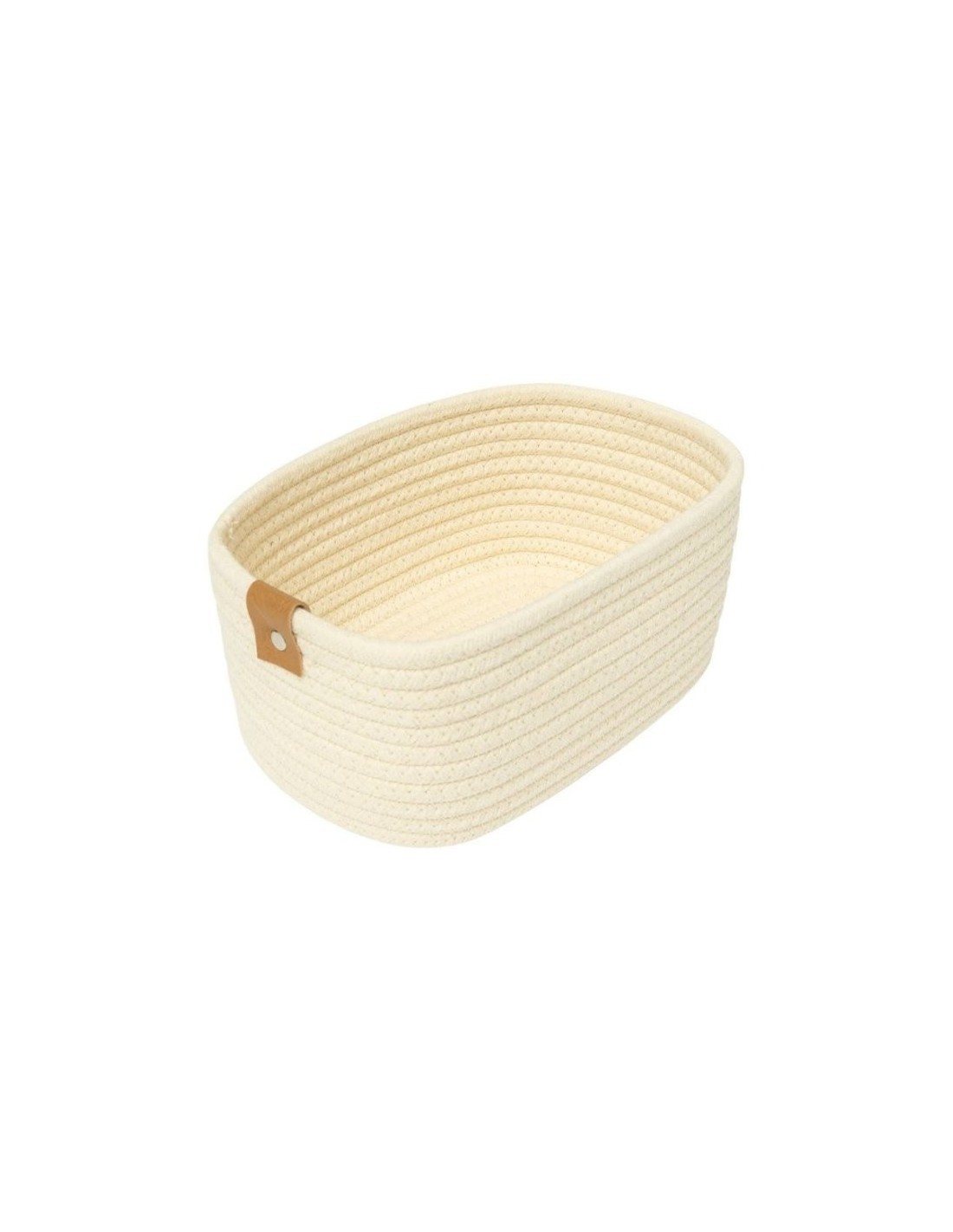 Cestino decorativo Duo Woven 1° misura, poliestere crema, elegante e resistente per casa