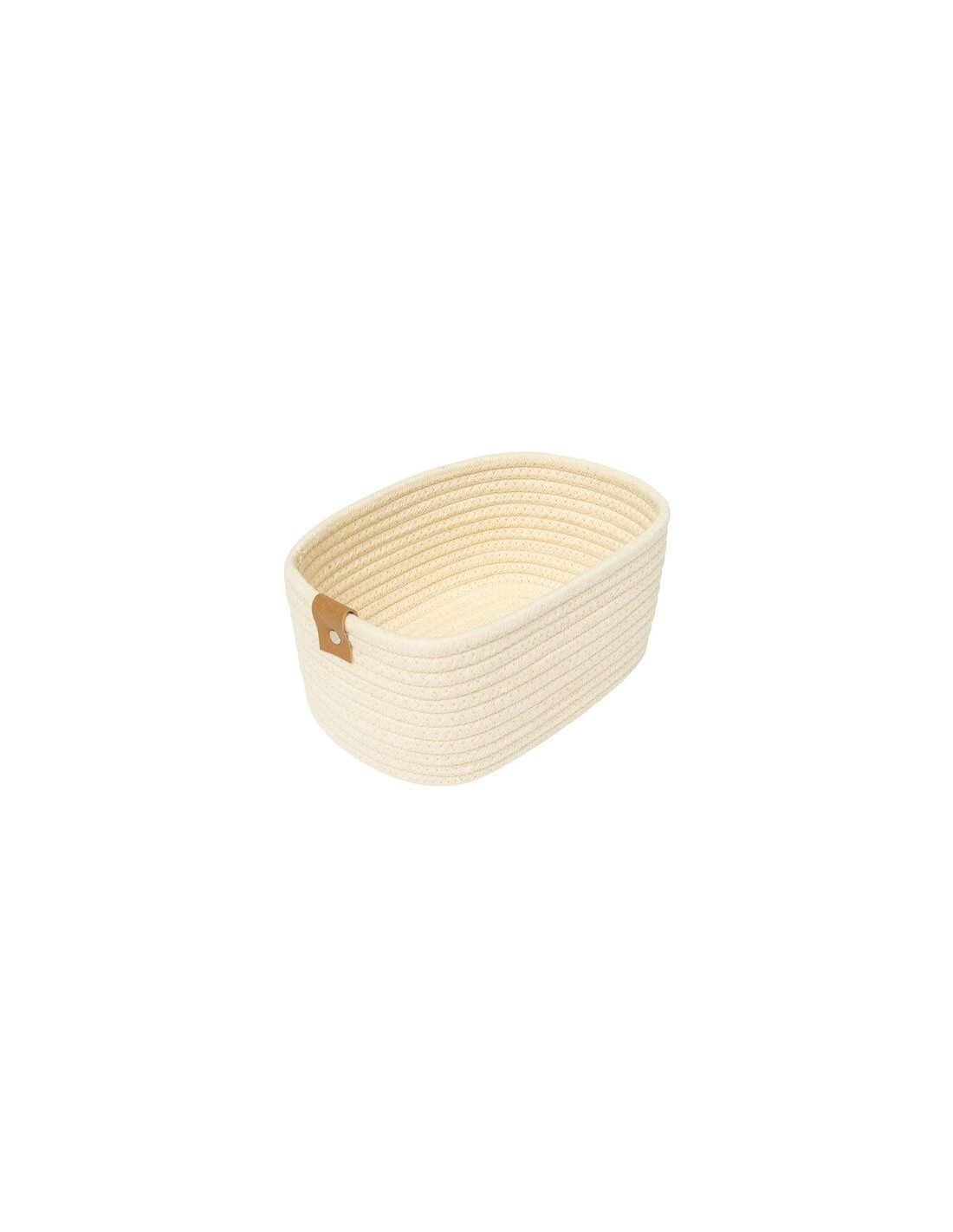 Cestino Duo 2° misura poliestere crema 35x25x12 cm, con manici in similpelle, elegante e pratico per l'organizzazione