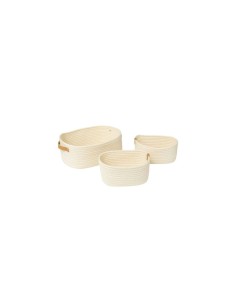 Cestino Duo 2° misura poliestere crema 35x25x12 cm, con manici in similpelle, elegante e pratico per l'organizzazione