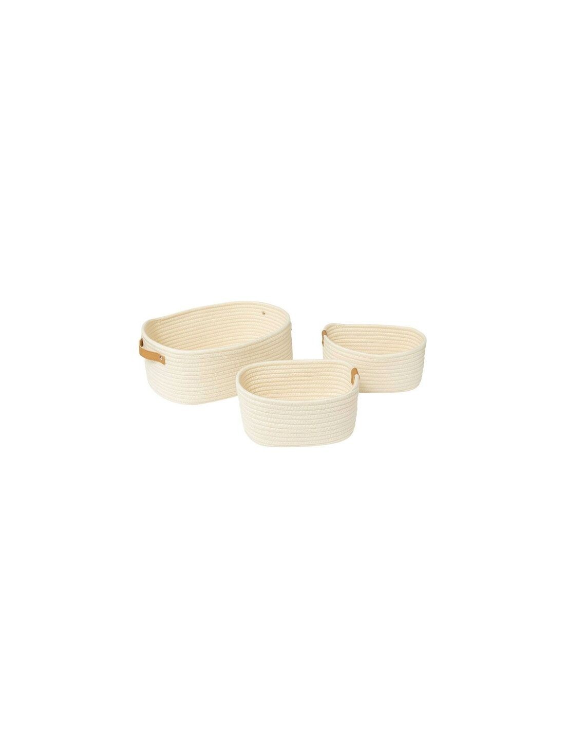 Cestino Duo 2° misura poliestere crema 35x25x12 cm, con manici in similpelle, elegante e pratico per l'organizzazione